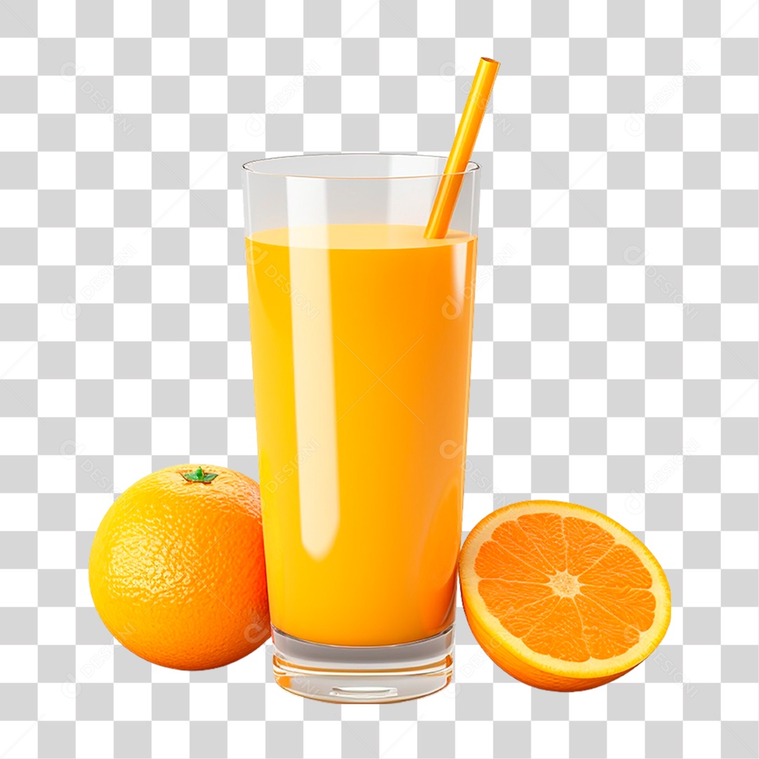 Copo com Suco de Laranja PNG Transparente