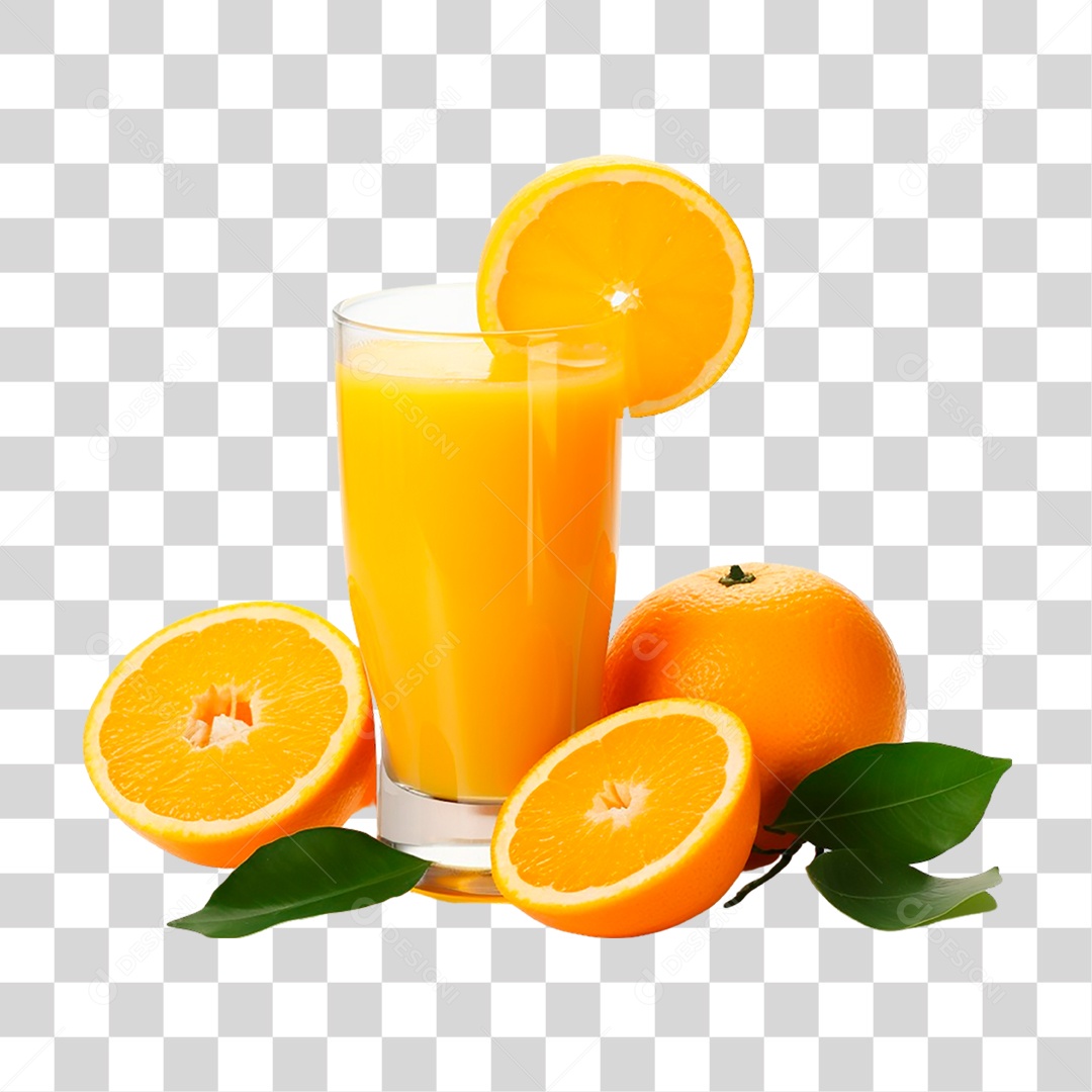 Copo com Suco de Laranja PNG Transparente