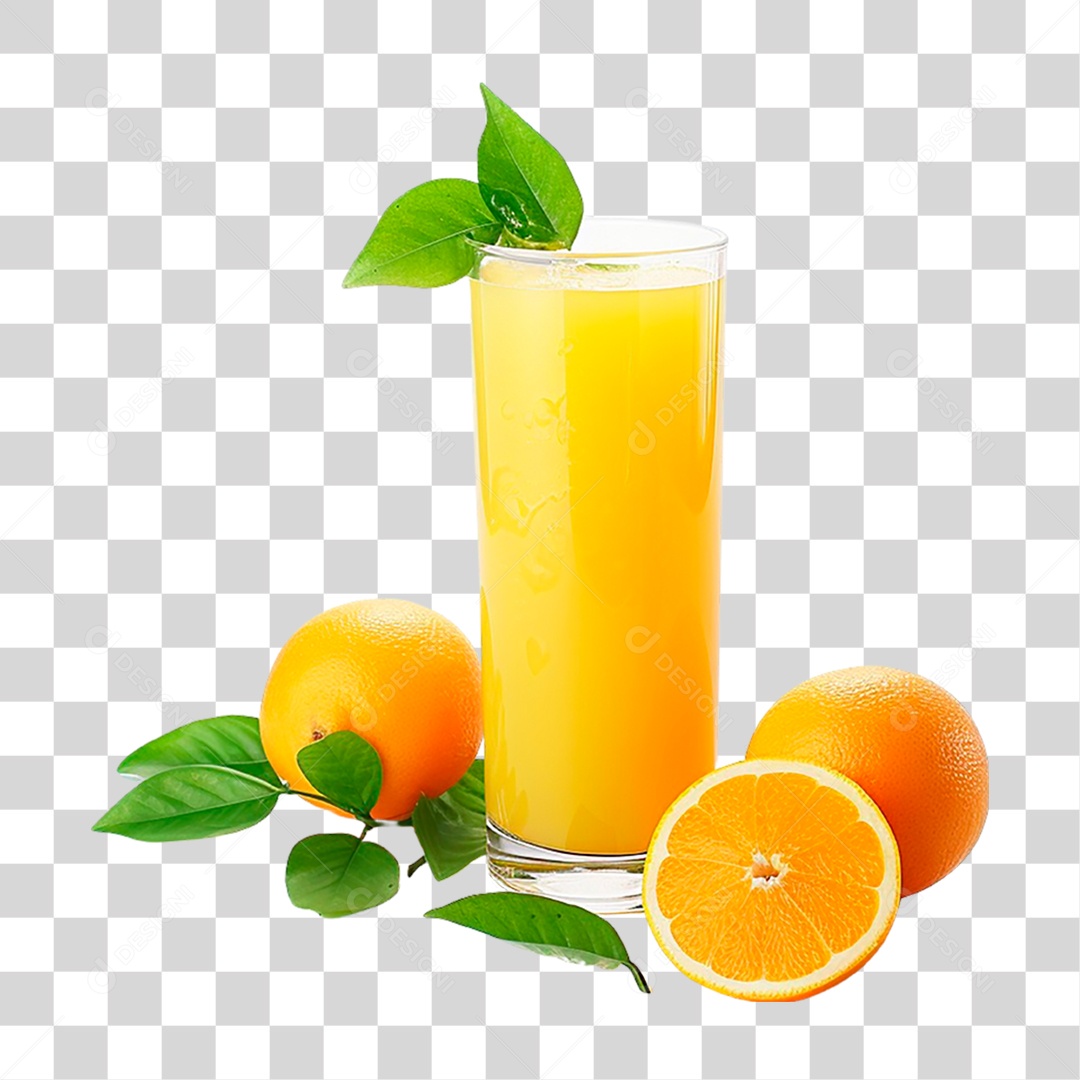 Copo com Suco de Laranja PNG Transparente