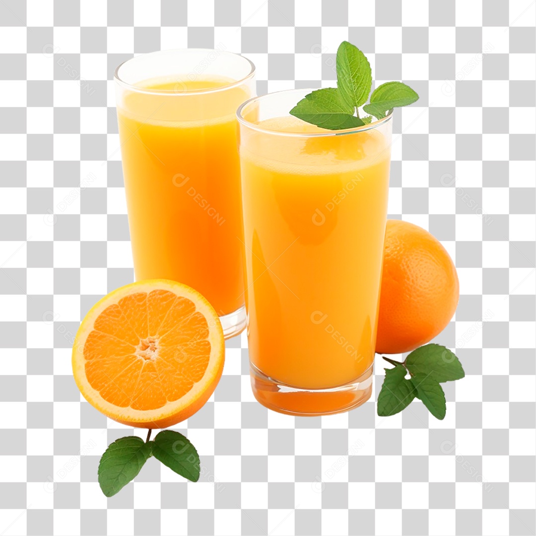 Copos com Suco de Laranjas PNG Transparente