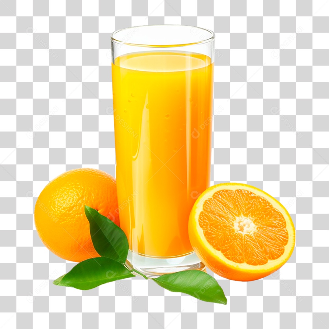Copo com Suco de Laranja PNG Transparente