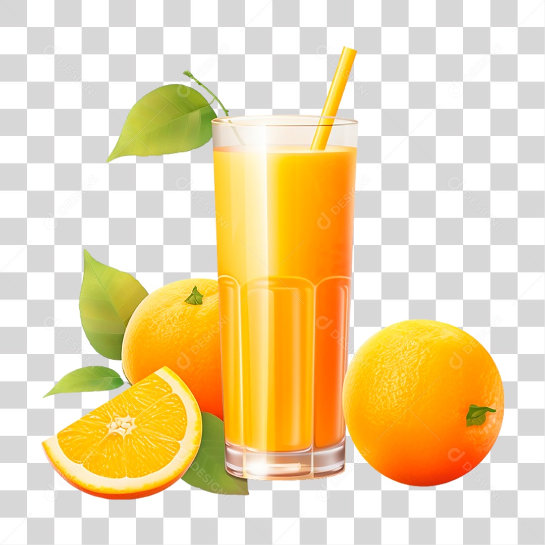 Copo com Suco de Laranja PNG Transparente