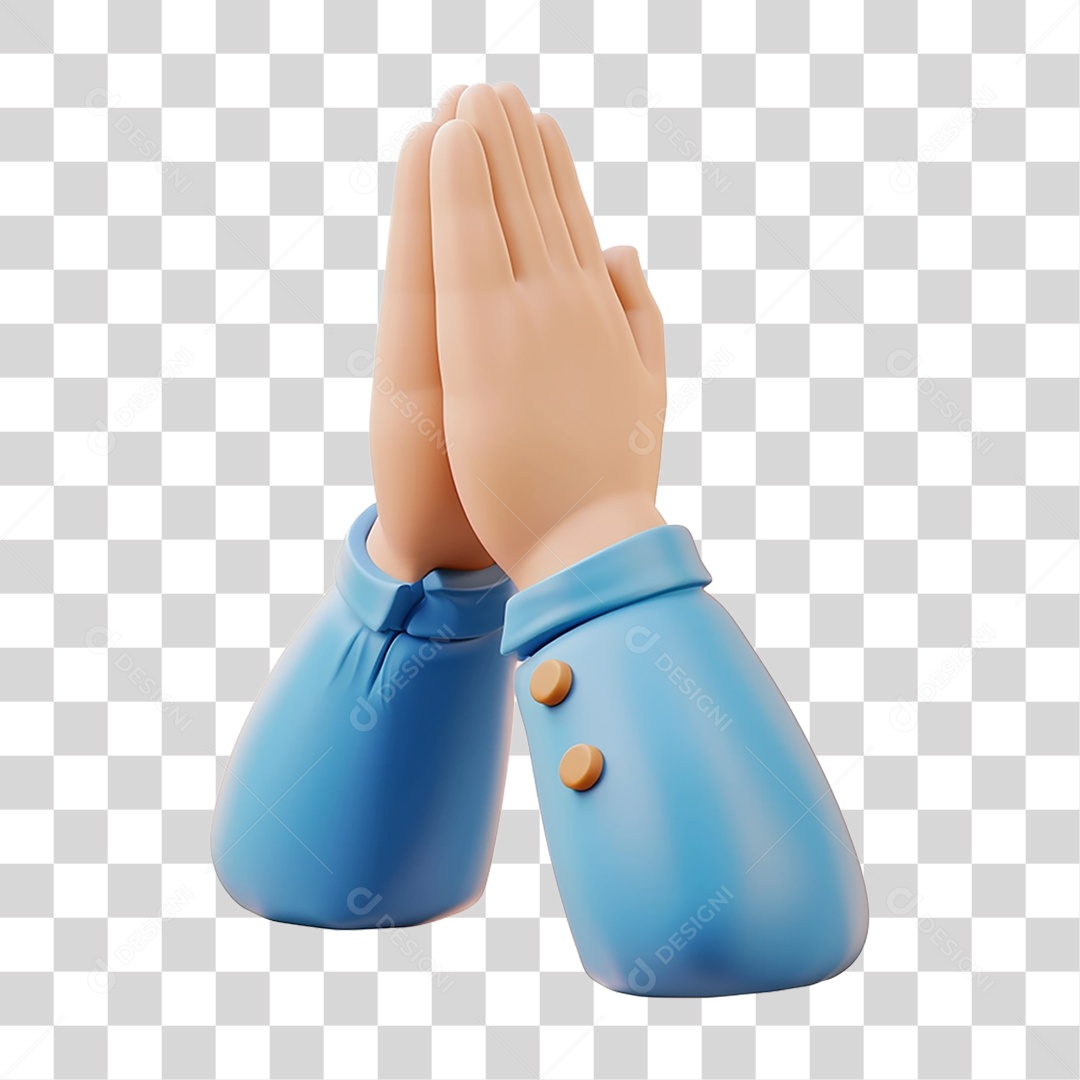 Elemento 3D Mãos Oração PNG Transparente