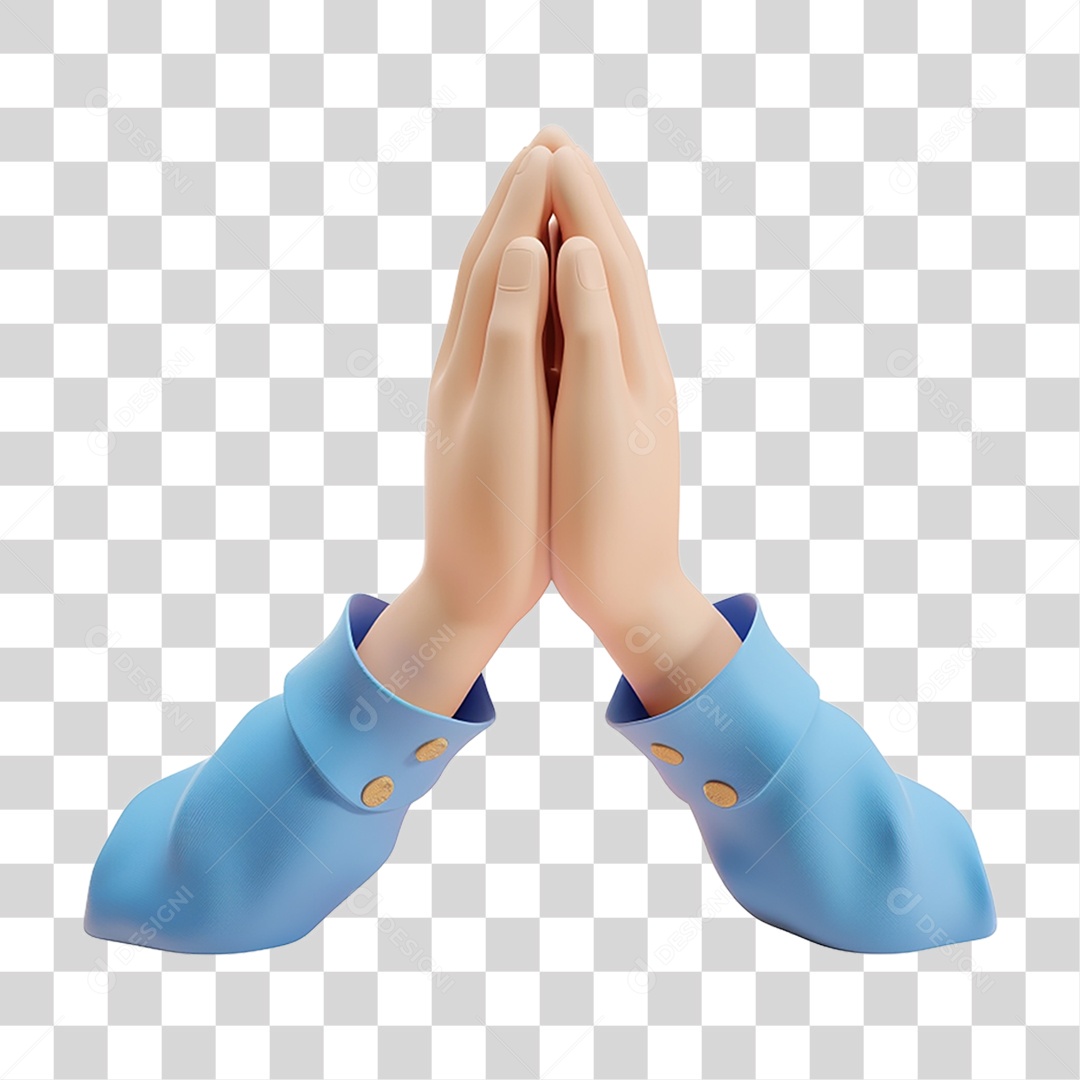 Elemento 3D Mãos Oração PNG Transparente