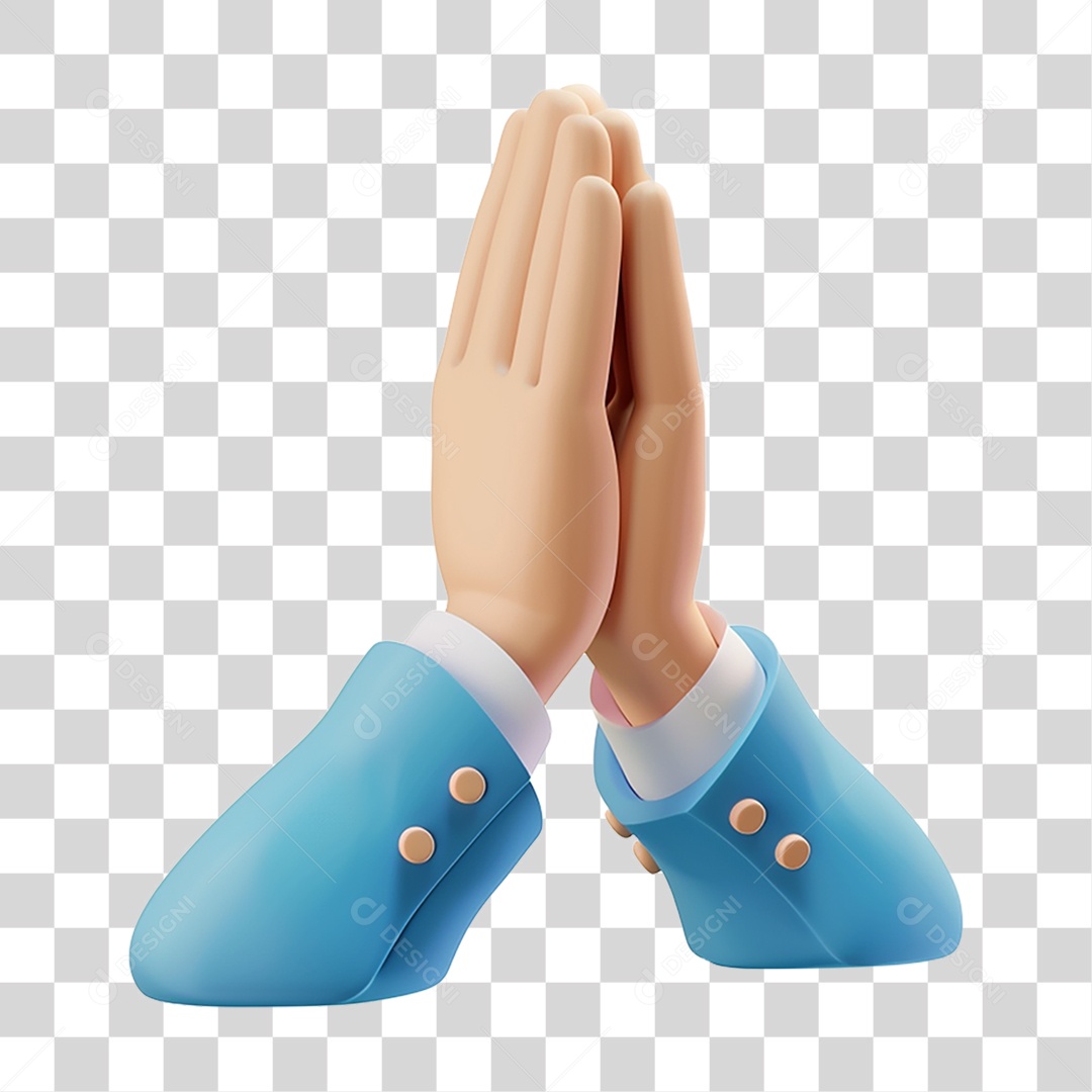 Elemento 3D Mãos Oração PNG Transparente