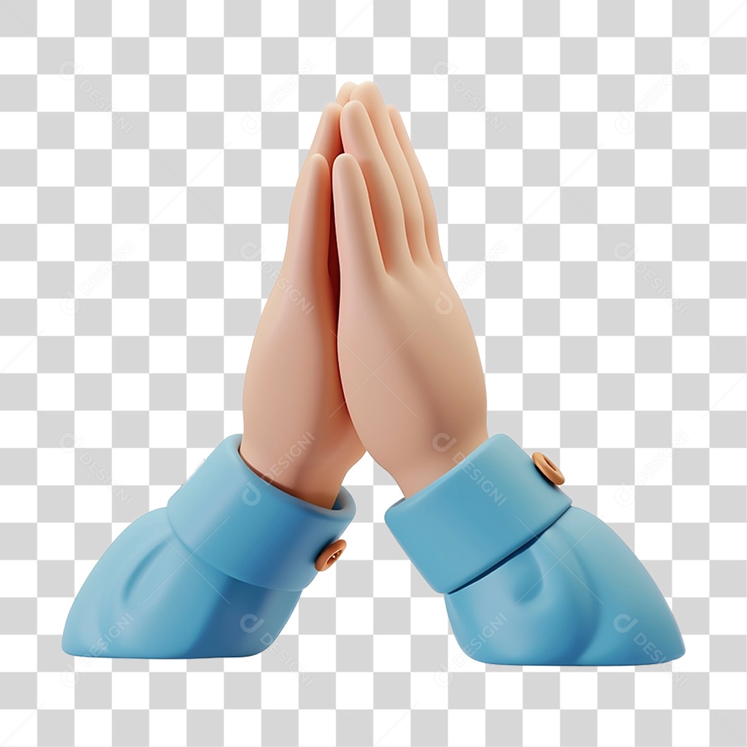 Elemento 3D Mãos Oração PNG Transparente