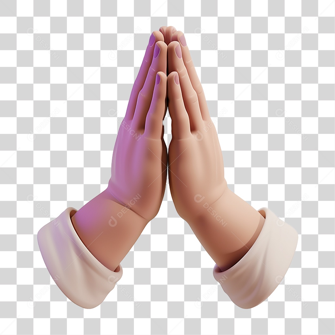 Elemento 3D Mãos Oração PNG Transparente
