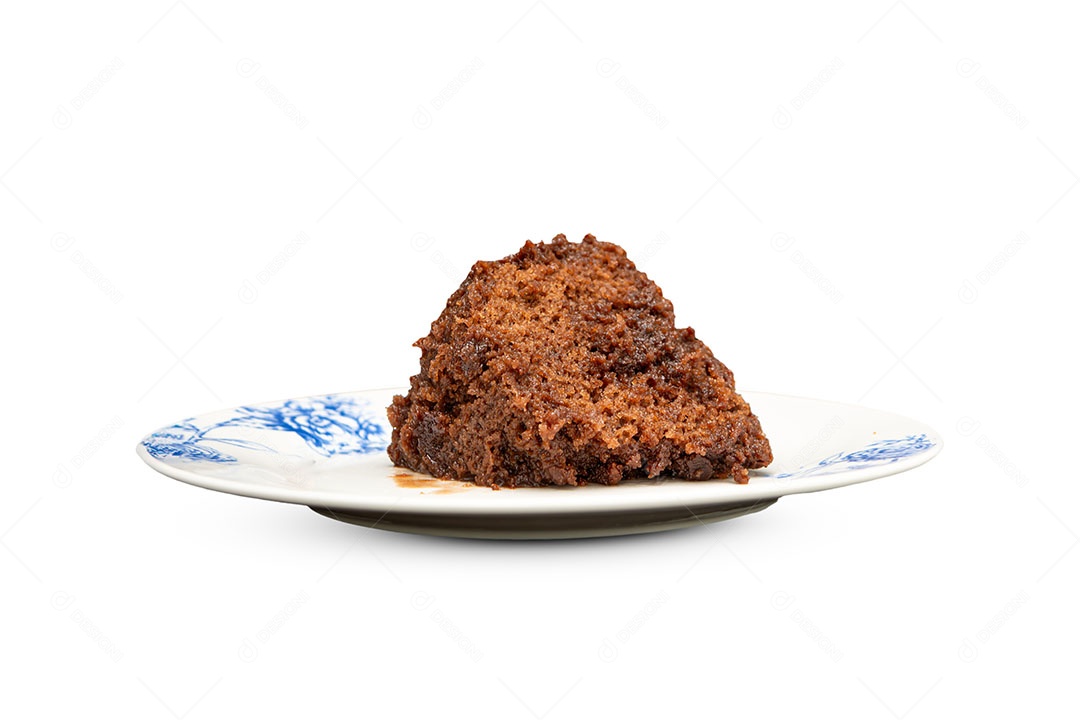 Bolo de chocolate sobre um fundo escuro de mármore