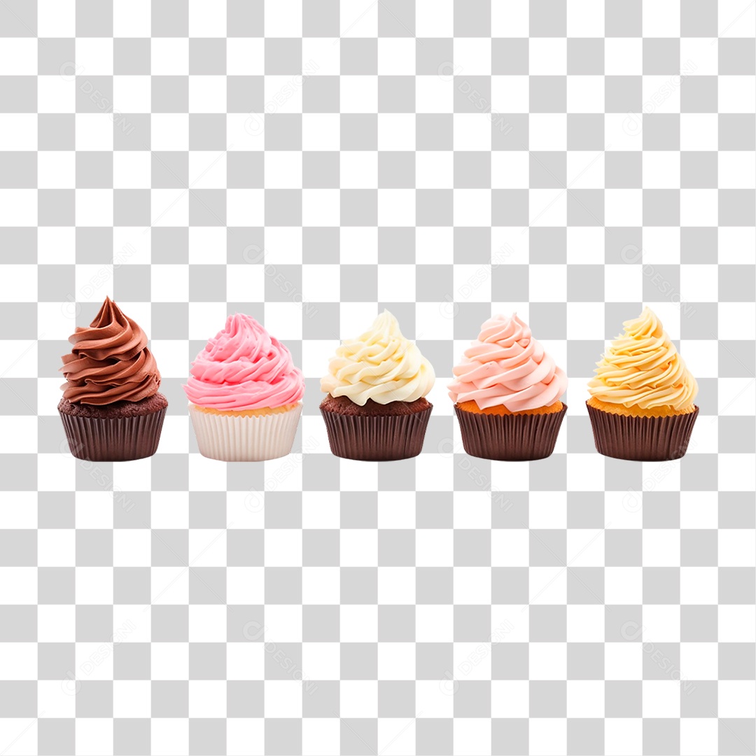 Fileira de Cupcakes PNG Transparente