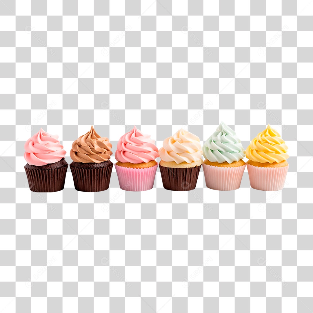 Fileira de Cupcakes PNG Transparente