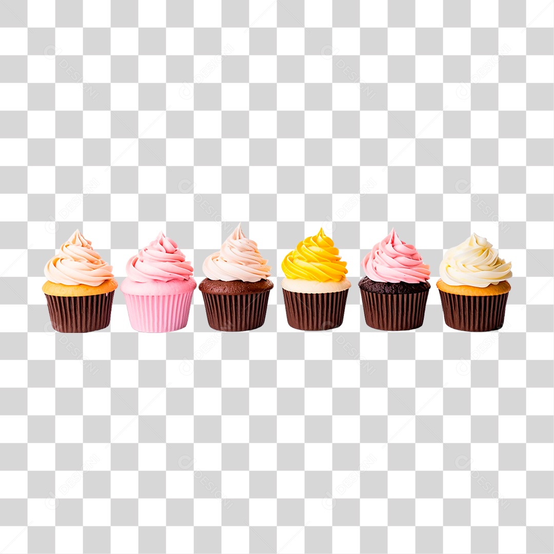 Fileira de Cupcakes PNG Transparente