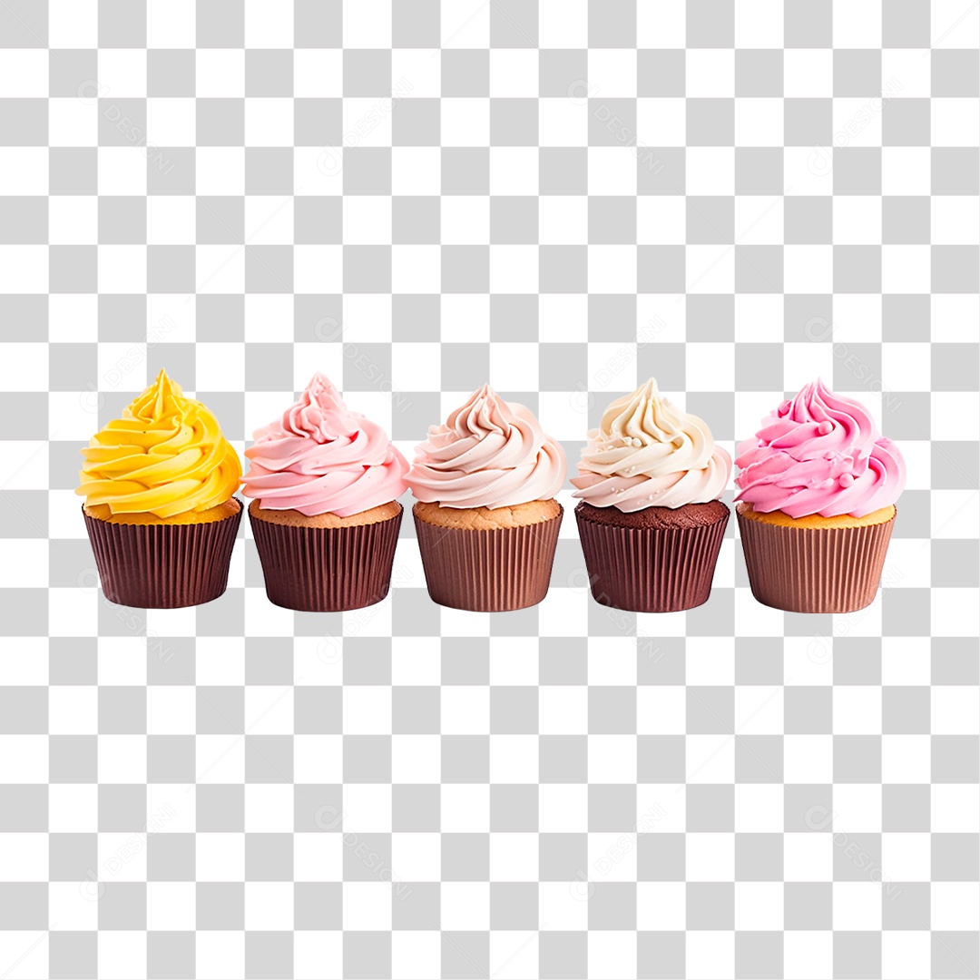 Fileira de Cupcakes PNG Transparente