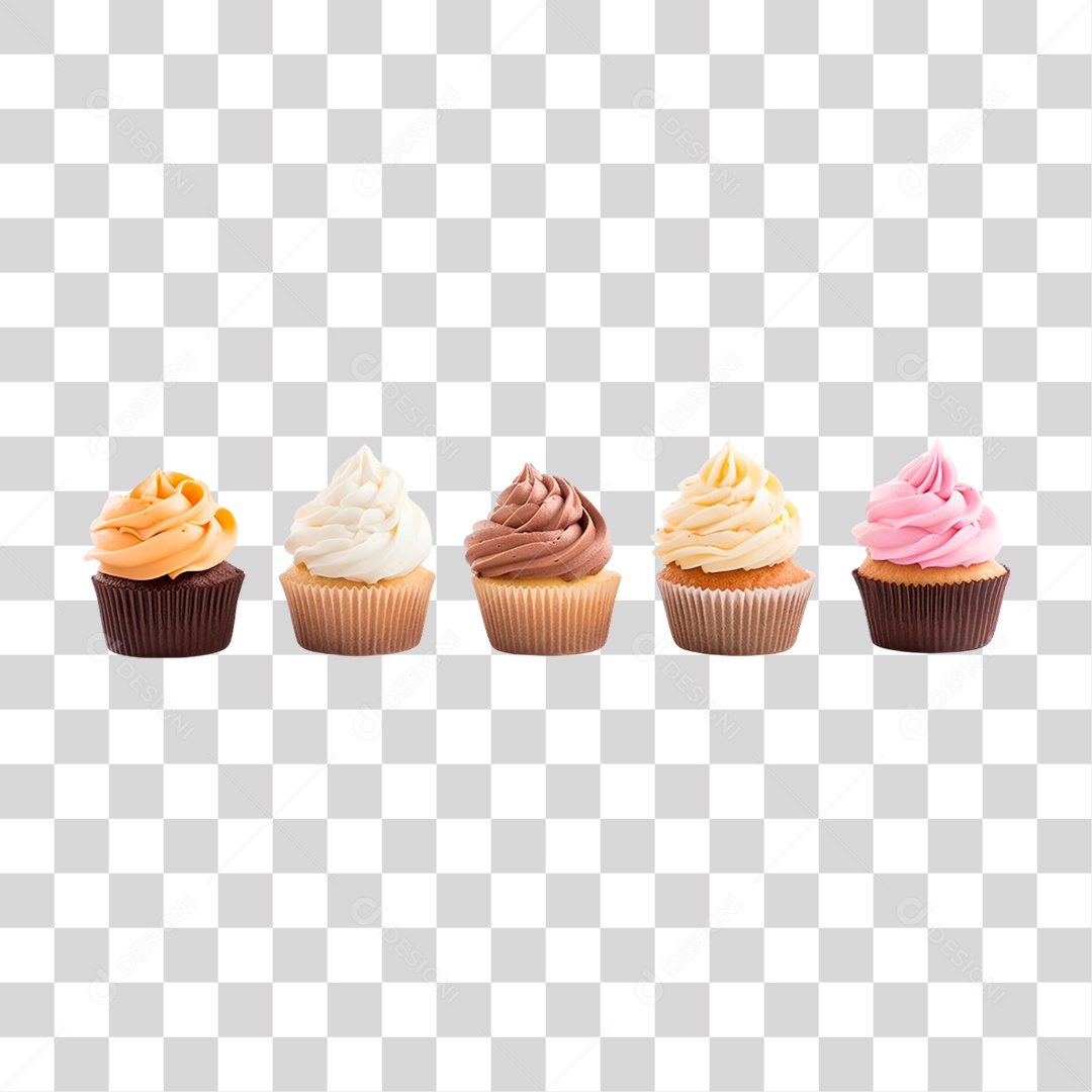 Fileira de Cupcakes PNG Transparente