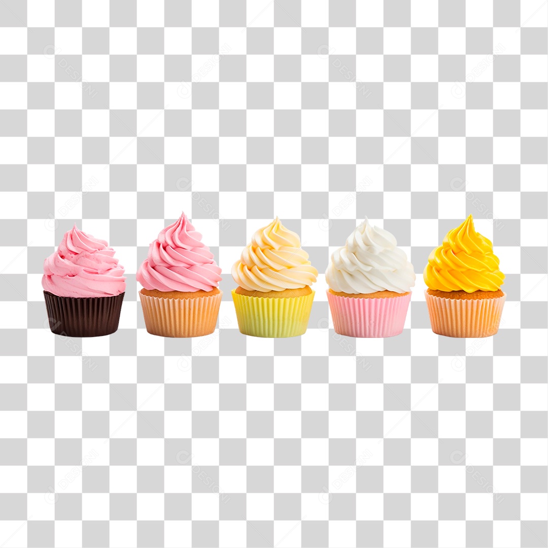 Fileira de Cupcakes PNG Transparente