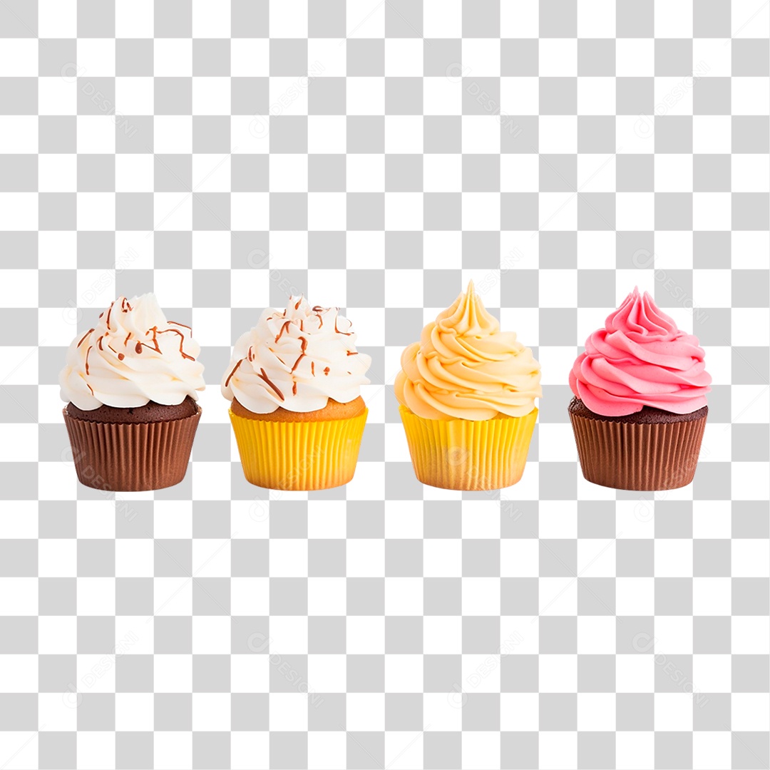 Fileira de Cupcakes PNG Transparente