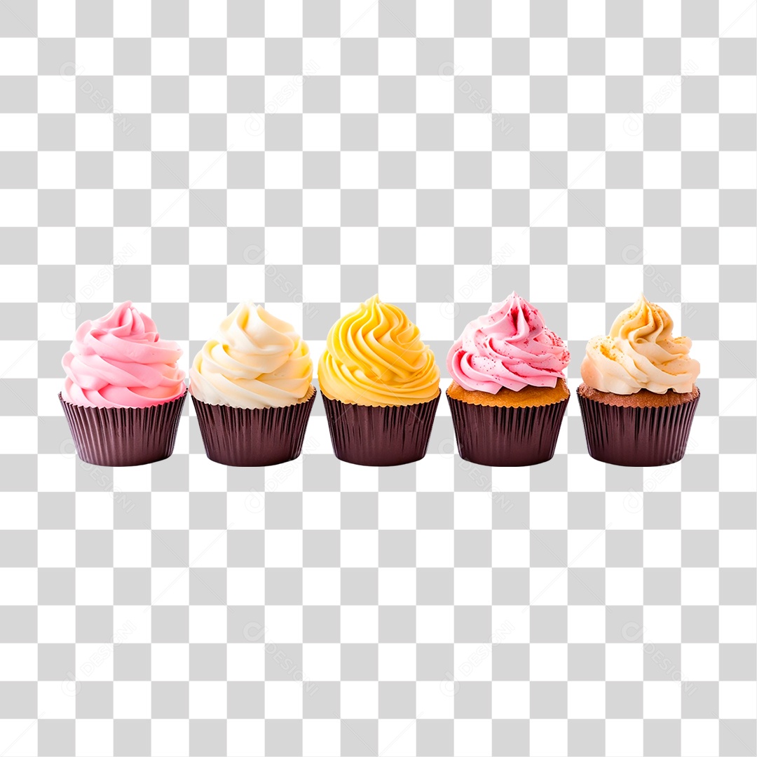 Fileira de Cupcakes PNG Transparente