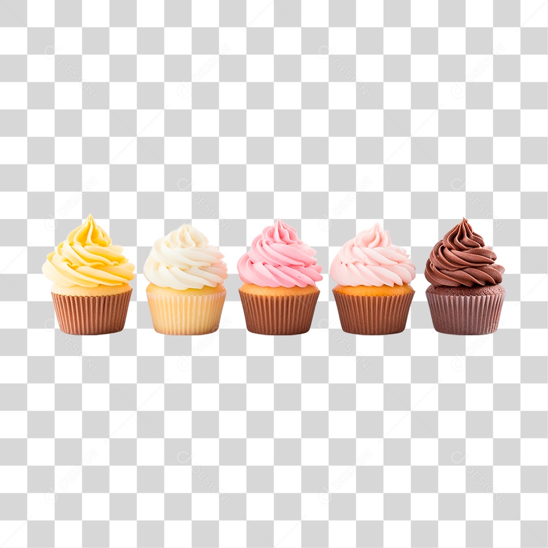 Fileira de Cupcakes PNG Transparente