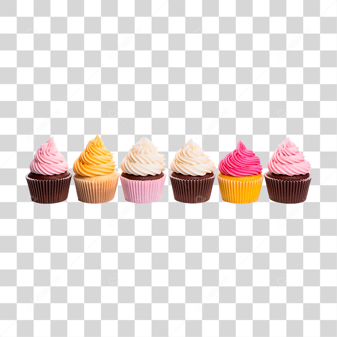 Fileira de Cupcakes PNG Transparente