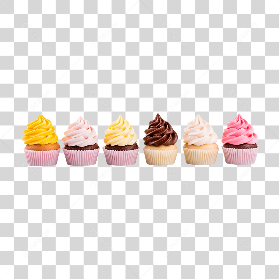 Fileira de Cupcakes PNG Transparente