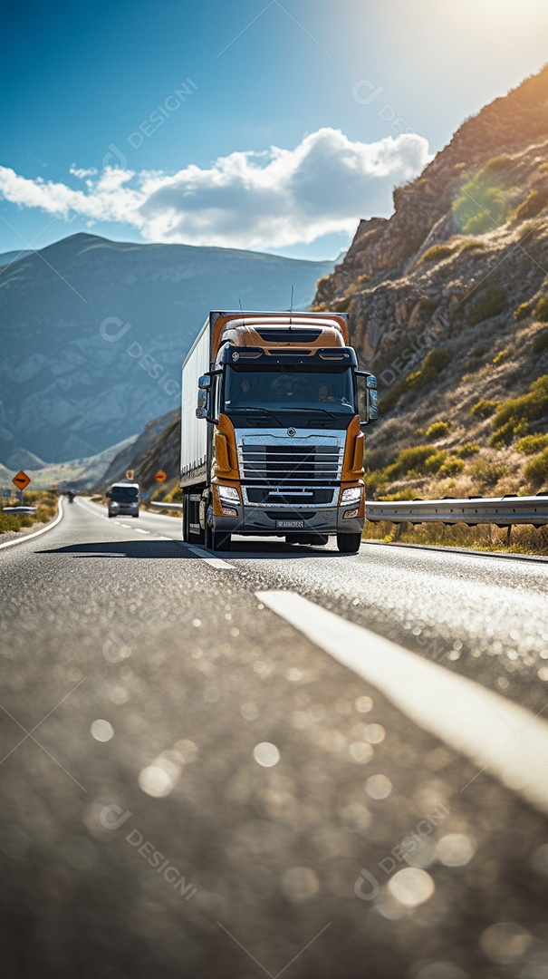 Retrato realista caminhão sobre estrada