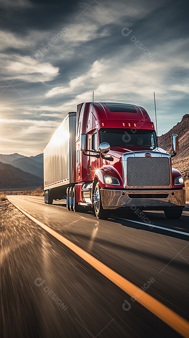 Retrato realista caminhão sobre estrada