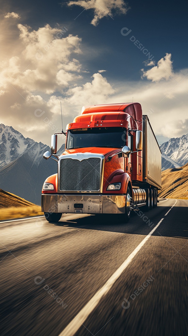 Retrato realista caminhão sobre estrada