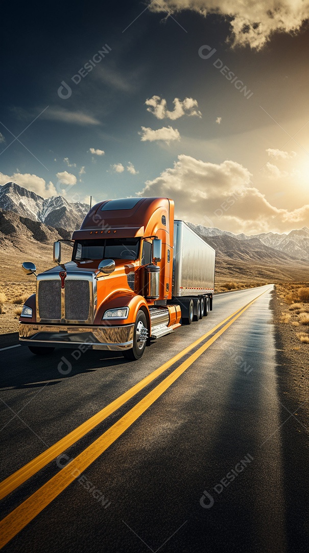 Retrato realista caminhão sobre estrada