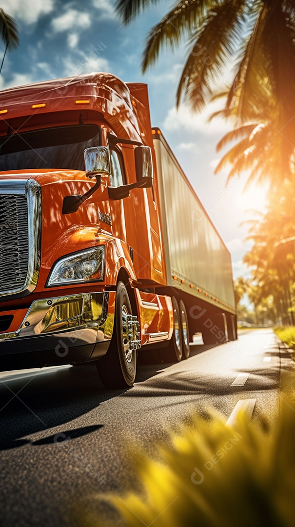 Retrato realista caminhão sobre estrada