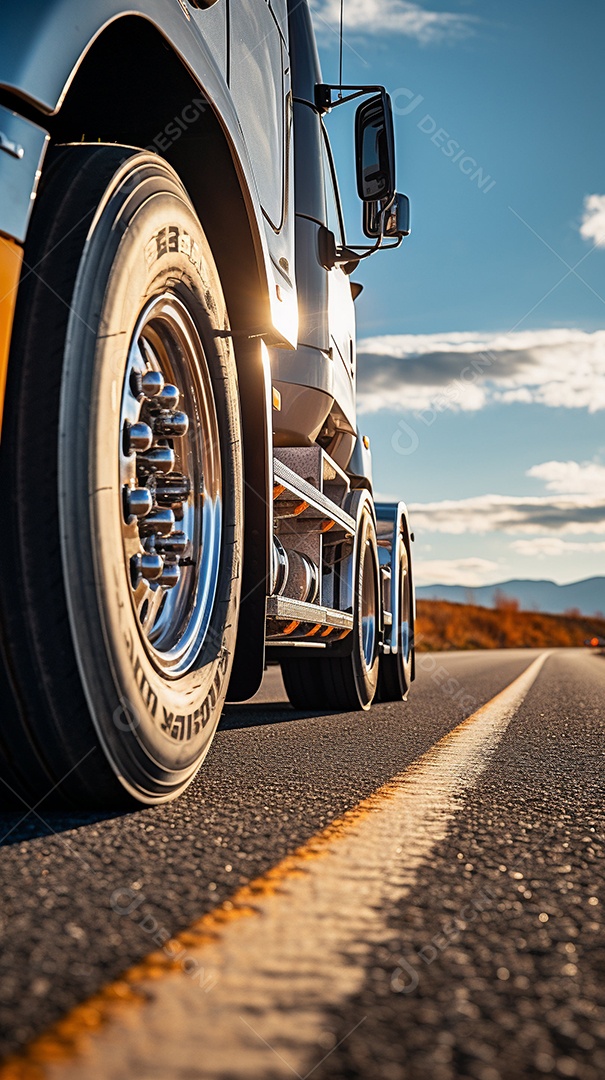 Retrato realista caminhão sobre estrada