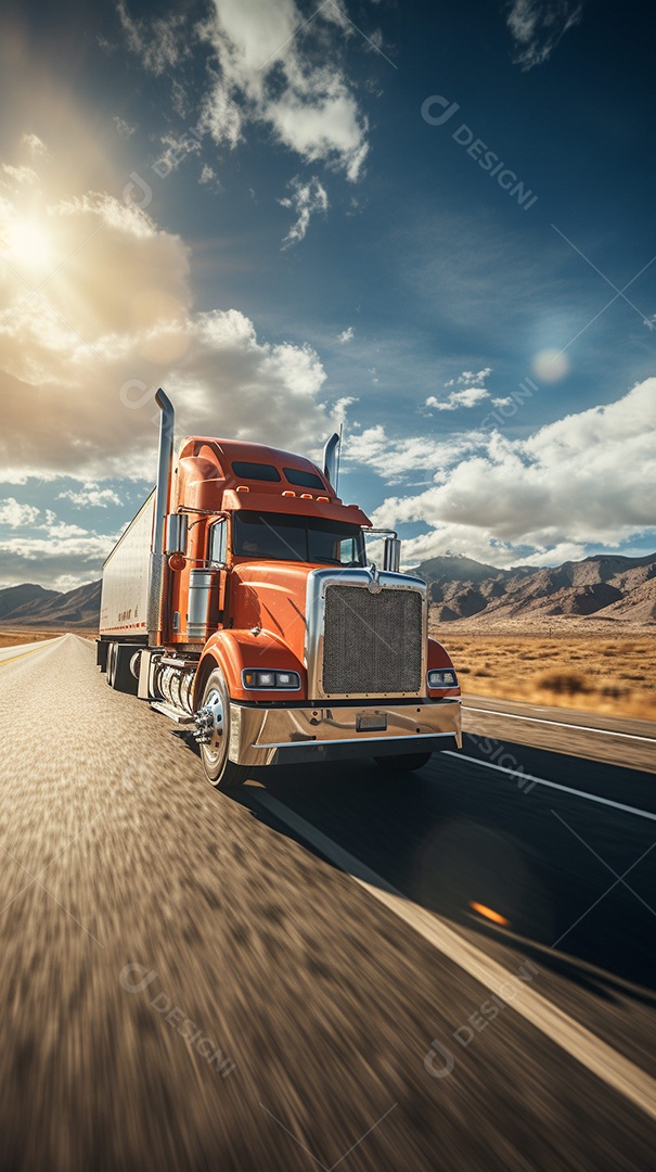 Retrato realista caminhão sobre estrada