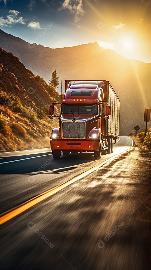 Retrato realista caminhão sobre estrada