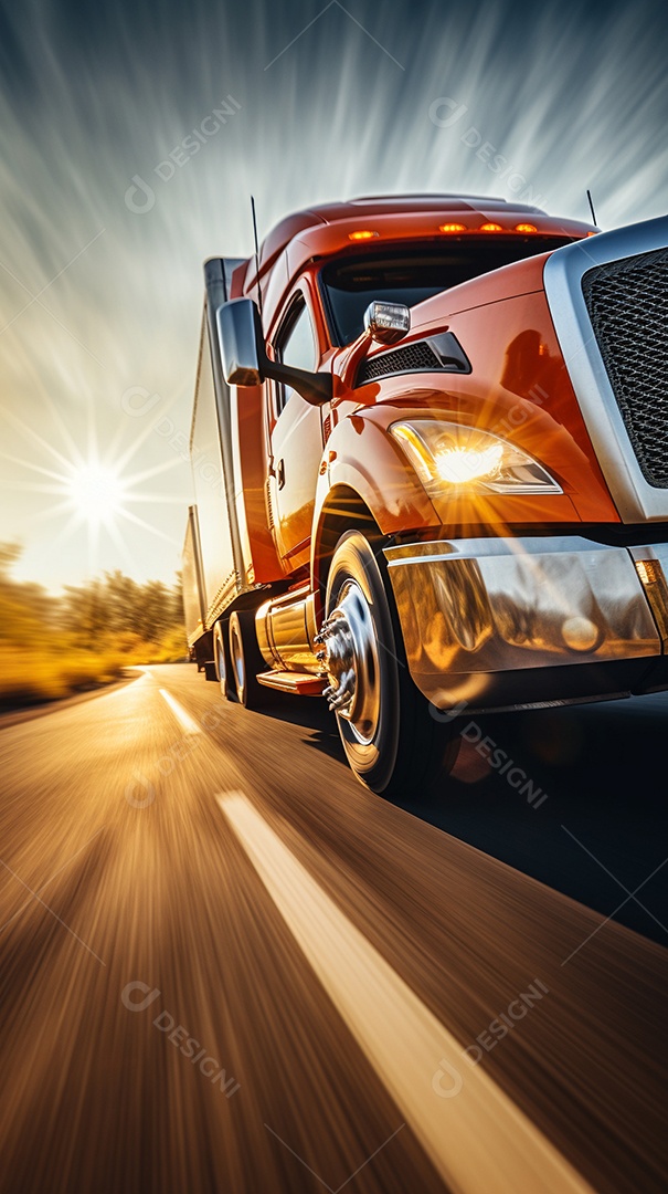 Retrato realista caminhão sobre estrada