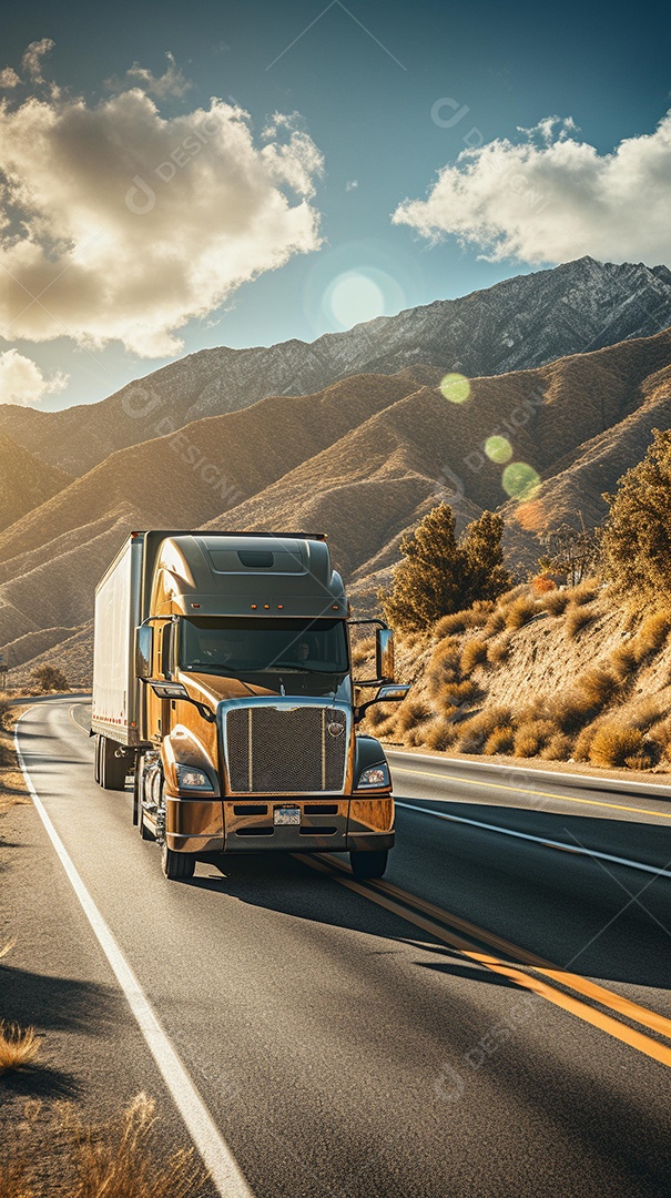 Retrato realista caminhão sobre estrada