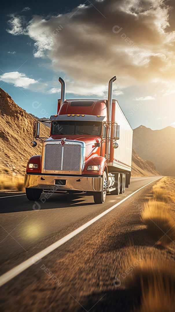 Retrato realista caminhão sobre estrada