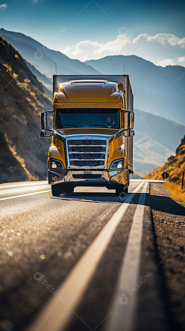 Retrato realista caminhão sobre estrada