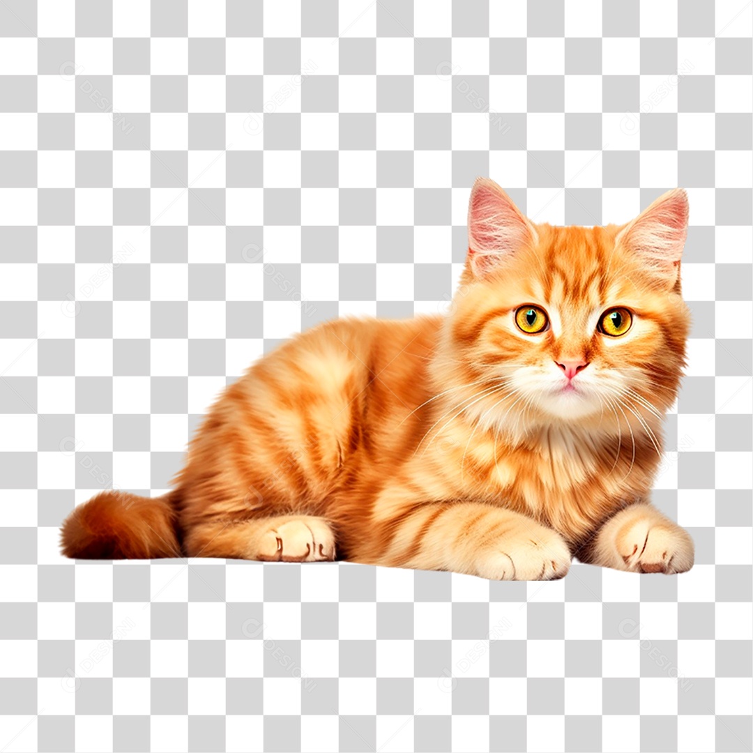 Gato Amarelo PNG Transparente