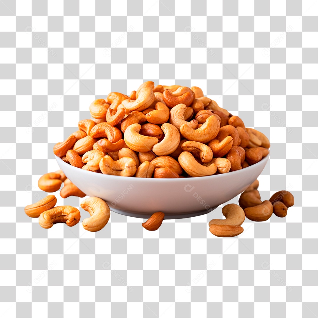 Tigela com Castanhas de Caju PNG Transparente