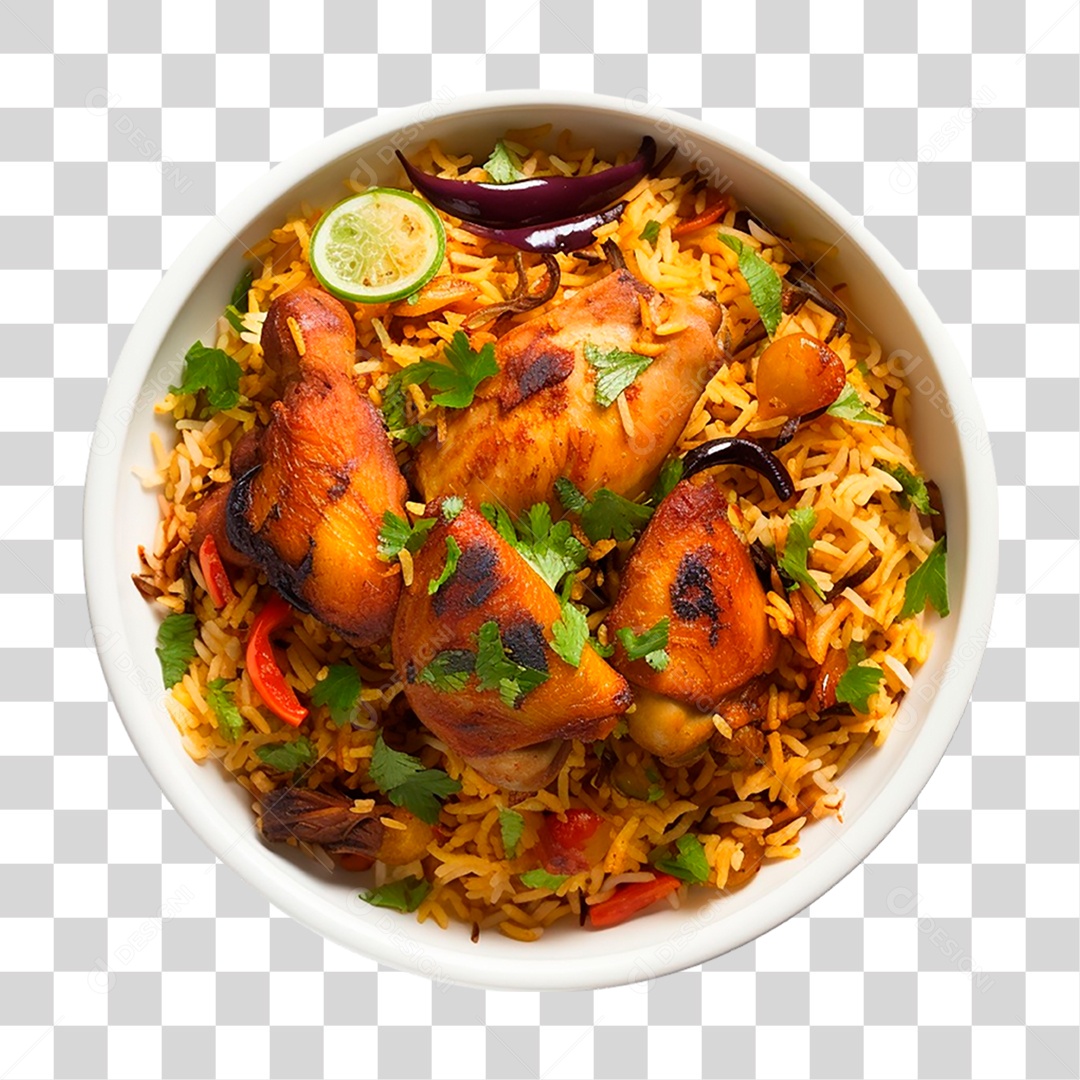 Tigela de Frango com Arroz PNG Transparente