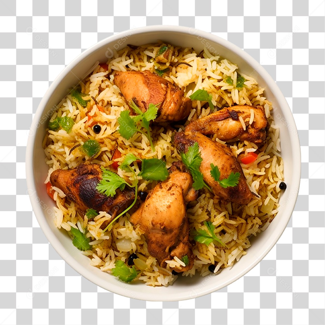 Tigela de Frango com Arroz PNG Transparente