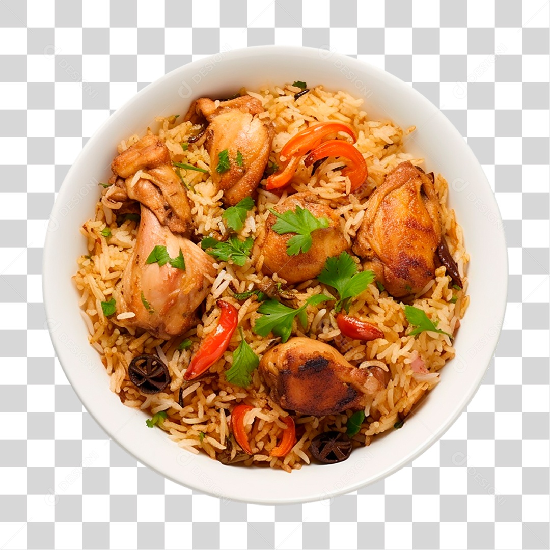 Tigela de Frango com Arroz PNG Transparente