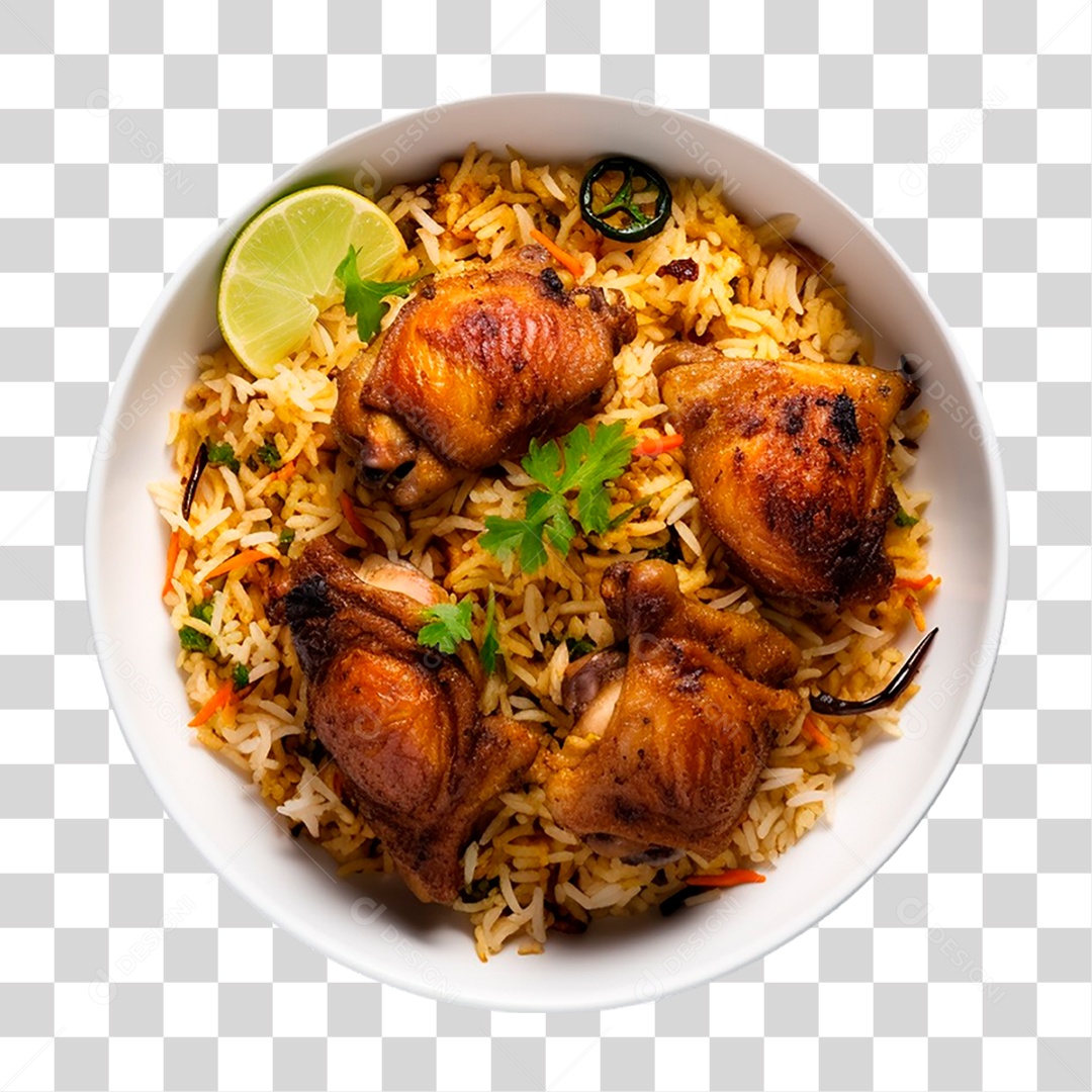 Tigela de Frango com Arroz PNG Transparente