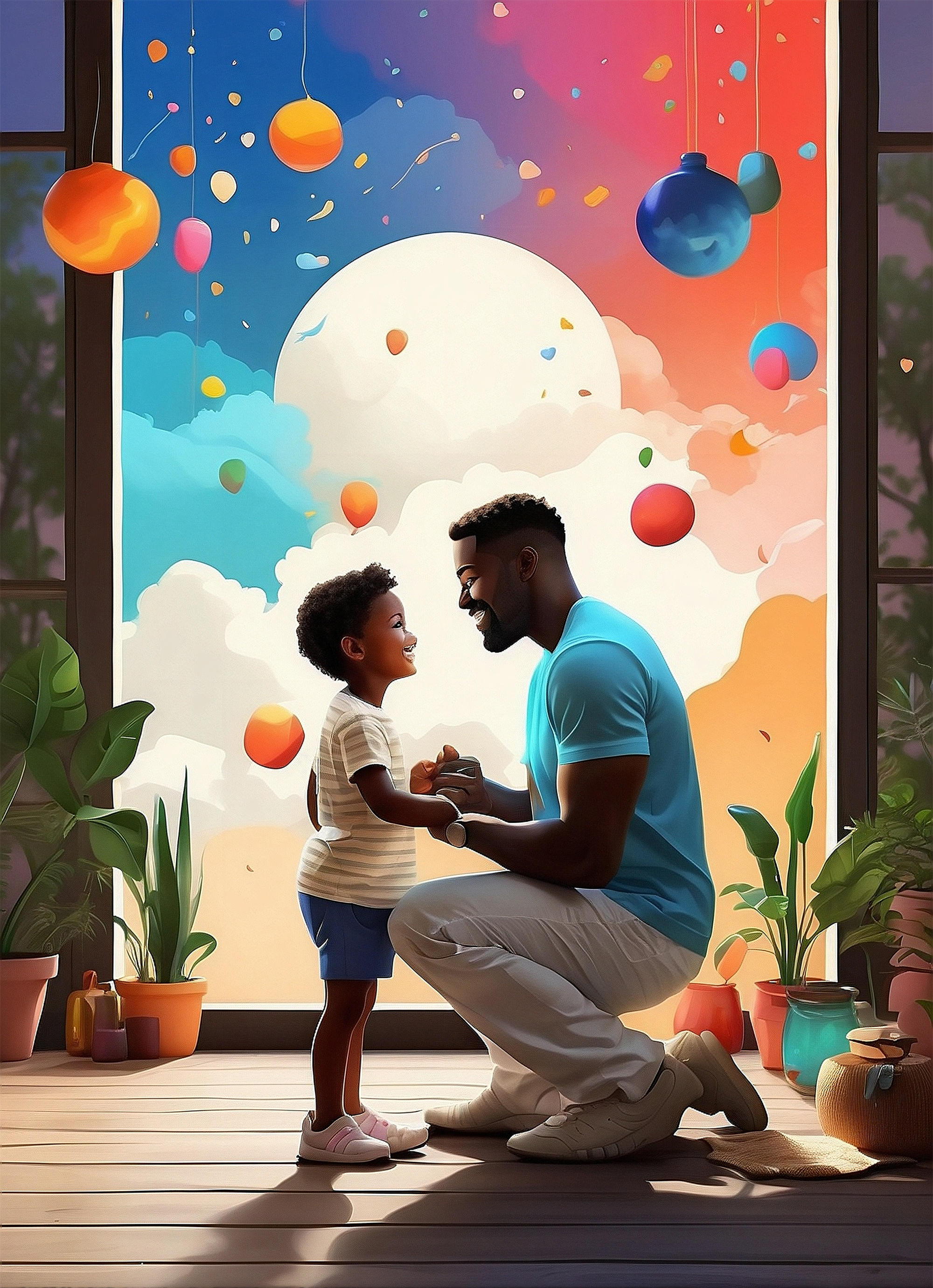 Dia dos Pais - Feliz pai e filho juntos IA regenerativa