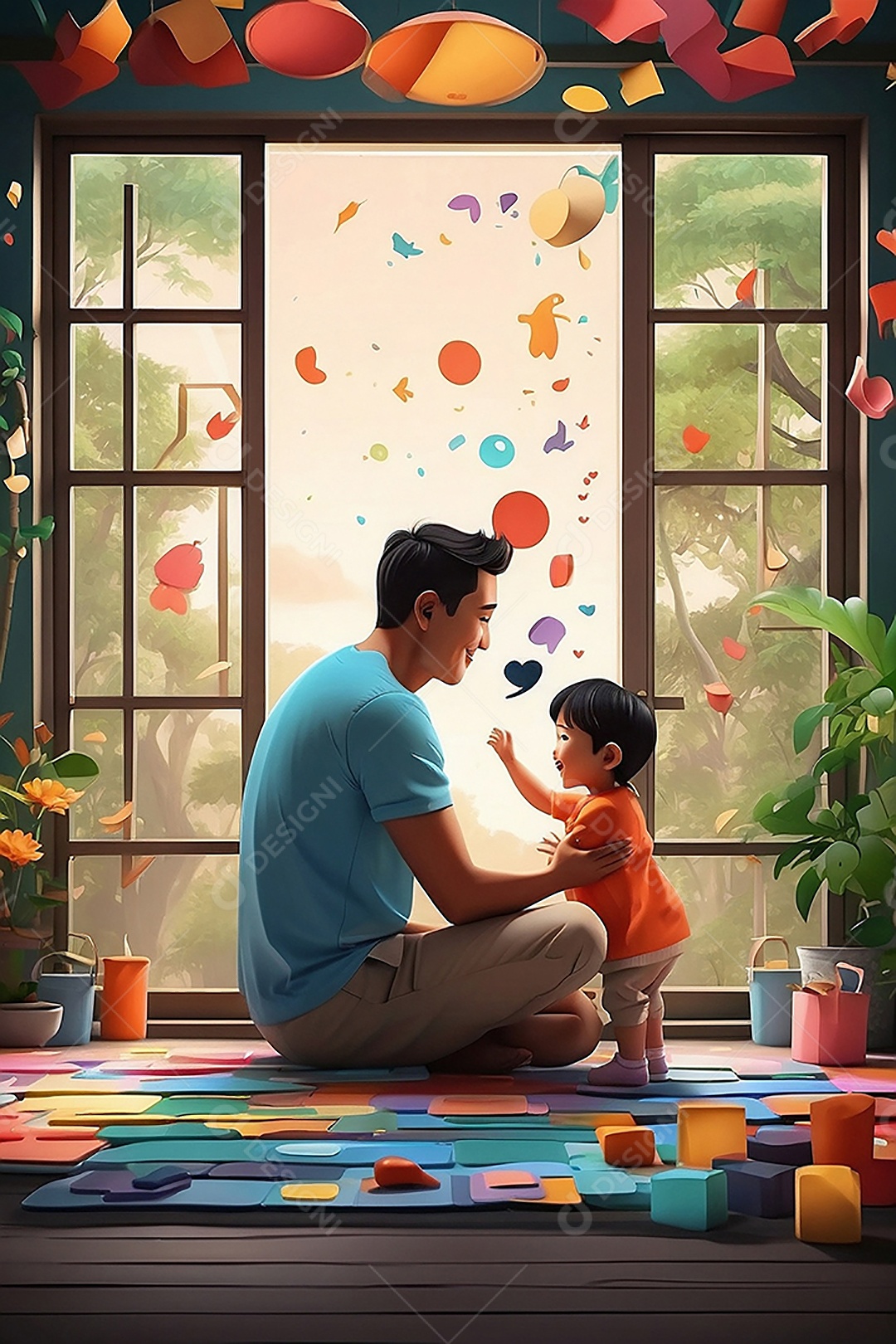 Dia dos Pais - Feliz pai e filho juntos IA regenerativa