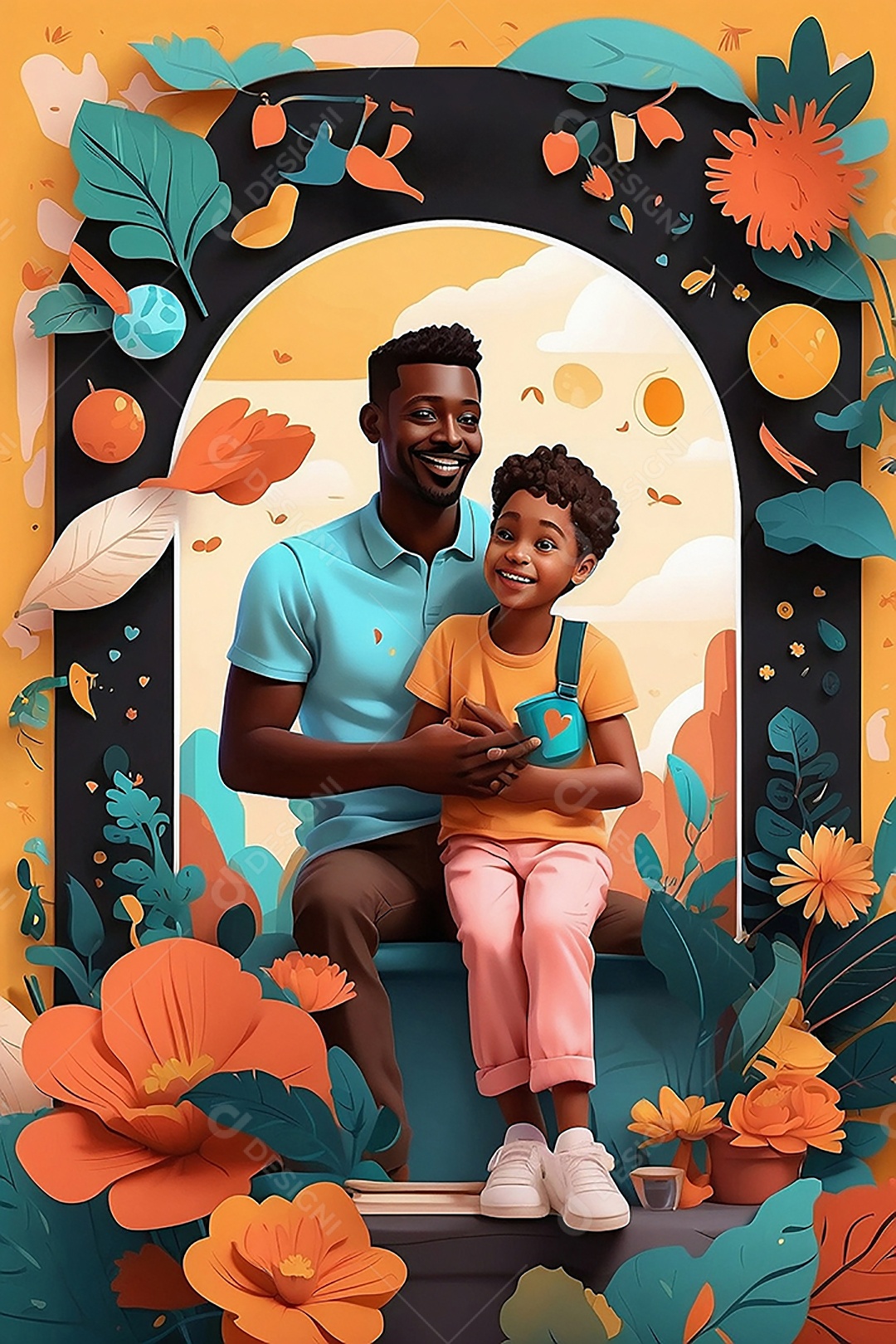 Dia dos Pais - Feliz pai e filho juntos IA regenerativa