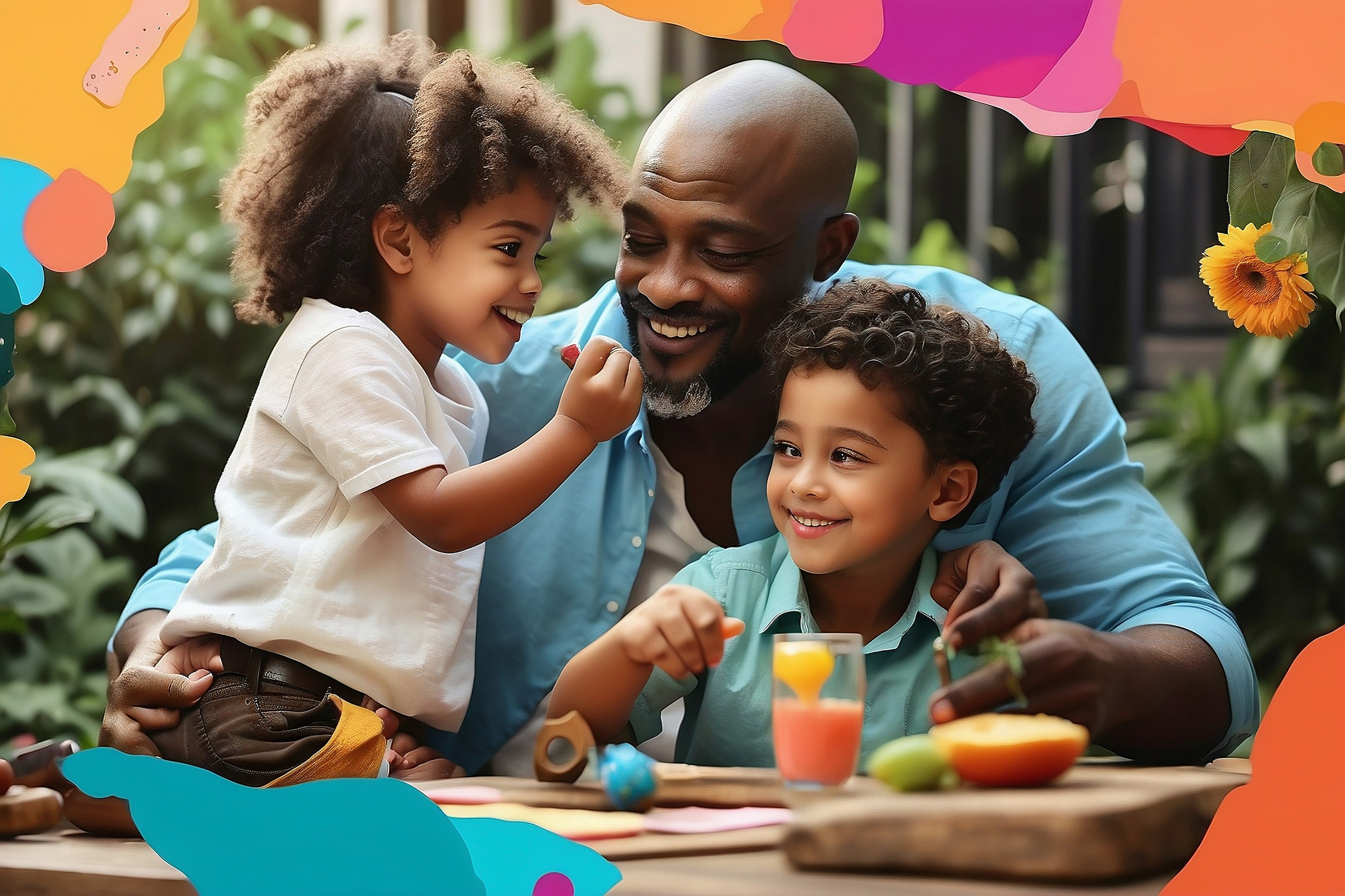 Dia dos Pais - Feliz pai e filhos juntos