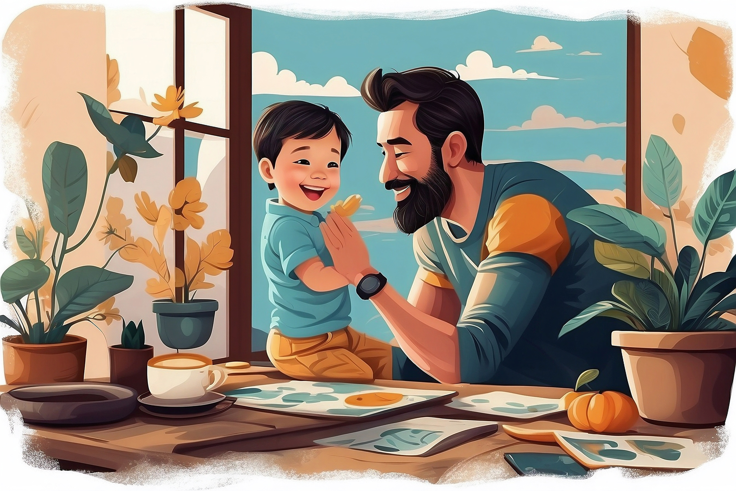 Dia dos Pais - Feliz pai e filho juntos