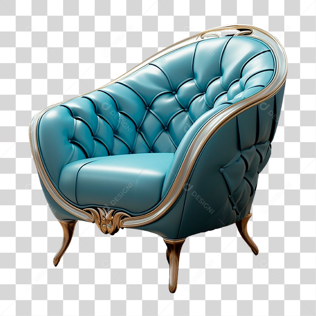 Poltrona Azul PNG Transparente