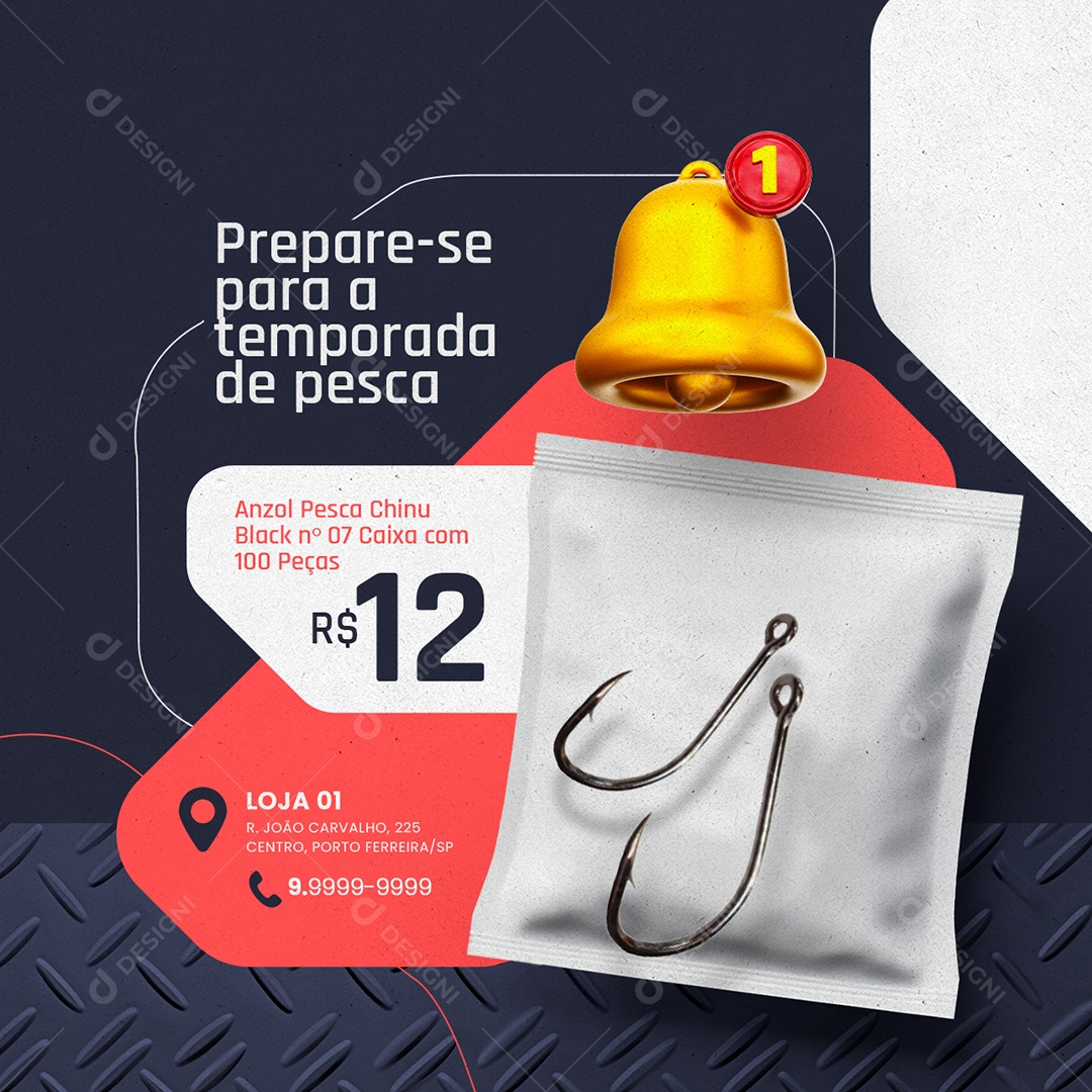 Caça e Pesca Anzol Pesca chinu black Prepare se para o temporada Social Media PSD Editável