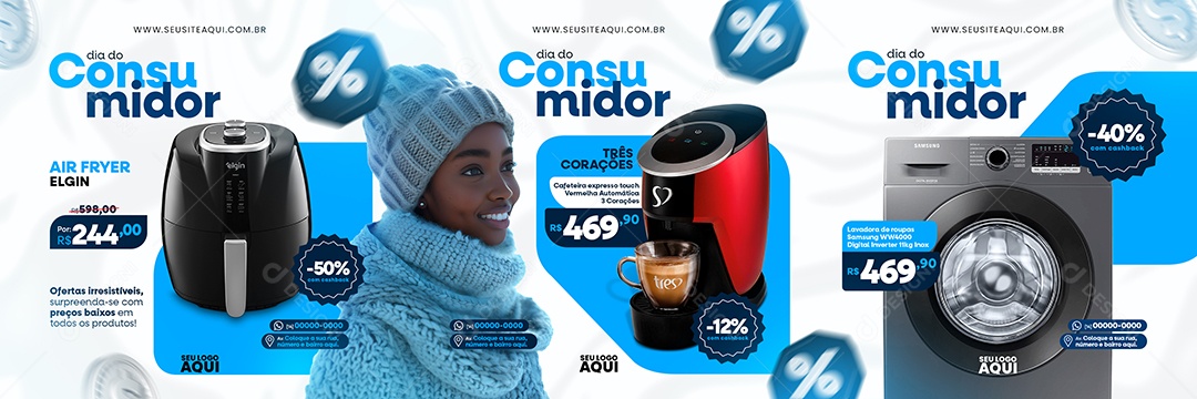 Carrossel Dia Do Consumidor 15 de Março Três Corações Social Media PSD Editável