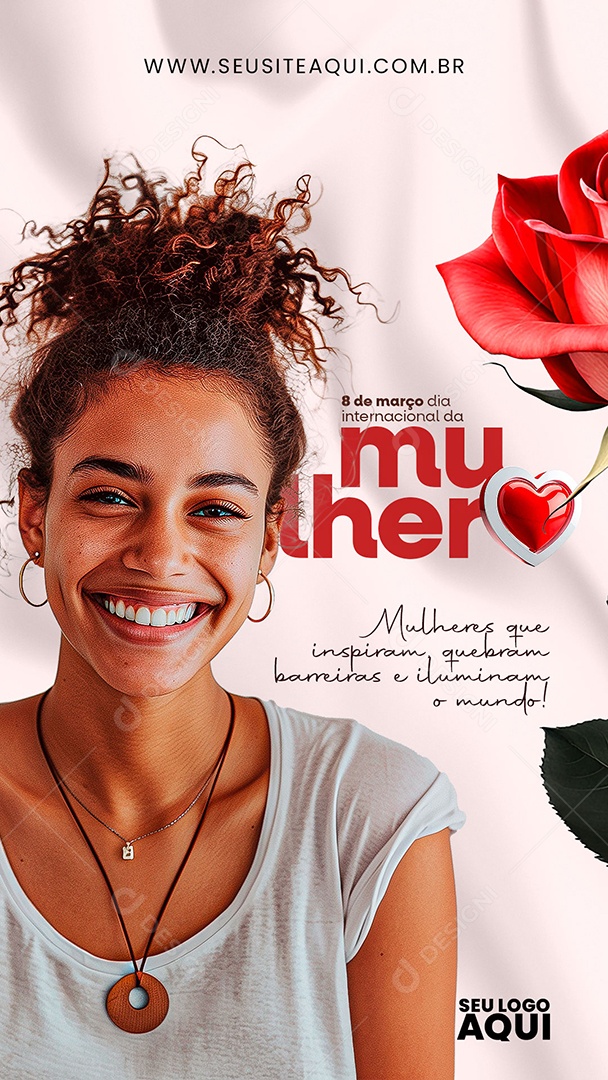 Story Dia Internacional das Mulheres 8 de Março que Inspiram Quebram Barreiras Social Media PSD Editável